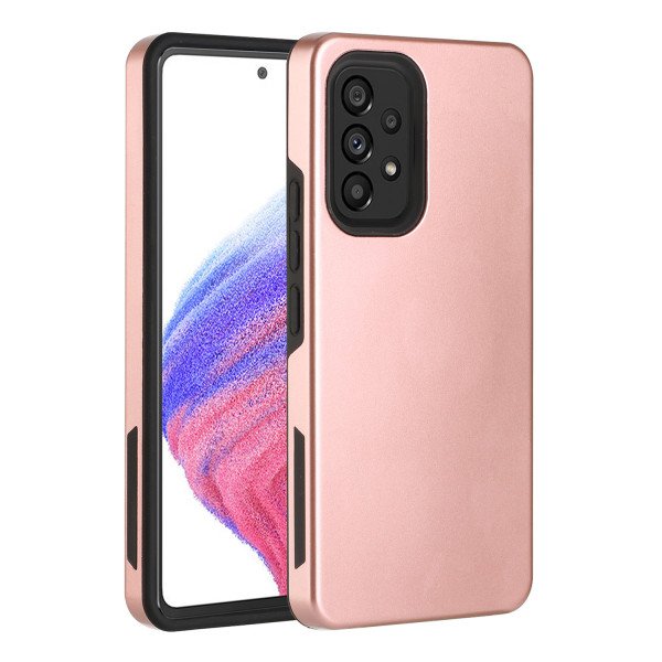 Wholesale Glossy Dual Layer Armor Defender Hybrid Protective Case Cover for Samsung Galaxy A53 5G (Rose Gold)
