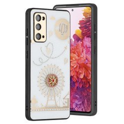 Diamond Jewel Armor Stress Relieve Spinning Wheel Protection Case for Samsung Galaxy S20 FE 5G (White)