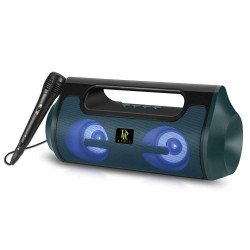 Karaoke Machine Drum Style LED Lights Portable Wireless Bluetooth Speaker with Microphone RM-S8500 for Universal Cell Phone And Bluetooth Device (Dark Green)