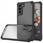 Wholesale Super Armor Carbon Fiber Design Hybrid Case for Samsung Galaxy S21 FE [2021] (Black)