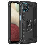 Wholesale Tech Armor Ring Stand Grip Case with Metal Plate for Samsung Galaxy A12 (Black)