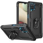 Wholesale Tech Armor Ring Stand Grip Case with Metal Plate for Samsung Galaxy A12 (Black)