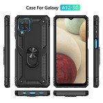 Wholesale Tech Armor Ring Stand Grip Case with Metal Plate for Samsung Galaxy A12 (Black)