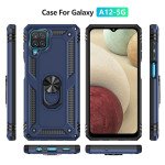 Wholesale Tech Armor Ring Stand Grip Case with Metal Plate for Samsung Galaxy A12 (Navy Blue)