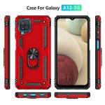 Wholesale Tech Armor Ring Stand Grip Case with Metal Plate for Samsung Galaxy A12 (Red)