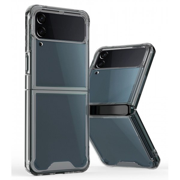 Wholesale Clear Armor Hybrid Transparent Bumper Case for Samsung Galaxy Z Flip 3 5G (Smoke)