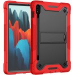Wholesale Heavy Duty Full Body Shockproof Protection Kickstand Hybrid Tablet Case Cover for Samsung Galaxy Tab S8 (X700/X706), Samsung Galaxy Tab S7 S7 (T870/T875/T876B) (Red)