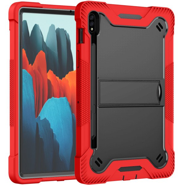 Wholesale Heavy Duty Full Body Shockproof Protection Kickstand Hybrid Tablet Case Cover for Samsung Galaxy Tab S8 (X700/X706), Samsung Galaxy Tab S7 S7 (T870/T875/T876B) (Red)