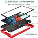 Wholesale Heavy Duty Full Body Shockproof Protection Kickstand Hybrid Tablet Case Cover for Samsung Galaxy Tab S8 (X700/X706), Samsung Galaxy Tab S7 S7 (T870/T875/T876B) (Red)