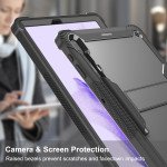 Wholesale Heavy Duty Full Body Shockproof Protection Kickstand Hybrid Tablet Case Cover for Samsung Galaxy Tab S8 Plus (X800/X806), Samsung Galaxy Tab S7 Plus (T970/T975), Samsung Galaxy Tab S7 FE (T730/T735) (Black)