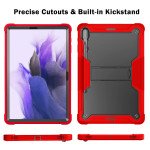 Wholesale Heavy Duty Full Body Shockproof Protection Kickstand Hybrid Tablet Case Cover for Samsung Galaxy Tab S8 Plus (X800/X806), Samsung Galaxy Tab S7 Plus (T970/T975), Samsung Galaxy Tab S7 FE (T730/T735) (Red)