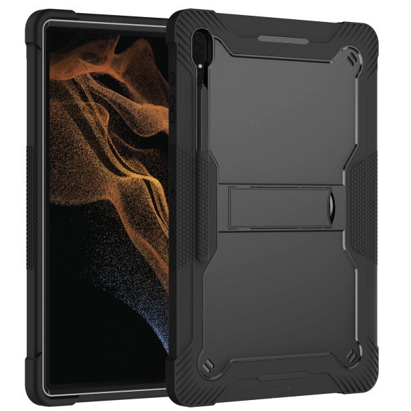 Wholesale Heavy Duty Full Body Shockproof Protection Kickstand Hybrid Tablet Case Cover for Samsung Galaxy Tab S8 Ultra (X900/X906) (Black)