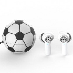 TWS Soccer Ball Sport Style Bluetooth Wireless Headphone Earbuds Headset Stereo Sound With Strap LR01 for Universal Cell Phone And Bluetooth Device (White)