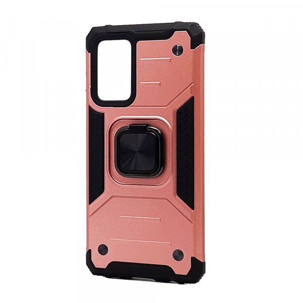 Wholesale Armor Hybrid Double Layer Rotating Square Ring Holder Kickstand Magnetic Car Mount Plate Armor Case for Samsung Galaxy A03s (USA) (Rose Gold)