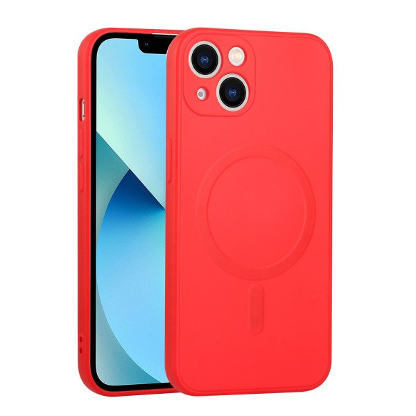 Wholesale Slim Silicone Pro Magnetic Magsafe Circle Full Corner Protection Case for Apple iPhone 13 [6.1] (Red)