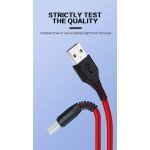 Wholesale 30pc Countertop Display with 3FT 2A Braided USB-A to Lightning Cable and USB-A to Type-C Cable for iPhone and Android Phones (Black, Blue, Red)