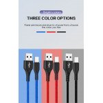 Wholesale 30pc Countertop Display with 3FT 2A Braided USB-A to Lighting Cable and USB-A to Type-C Cable for iPhone and Android Phones (Black, Blue, Red)