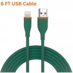 Wholesale 6FT iPhone Lightning USB Cable 2.4A Heavy-Duty Durable Soft Flexible Tangle-Free Charging and Sync Cord Packaged in Resealable Plastic Bag for Universal iPhone and iPad Devices (Green)