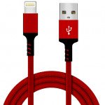 Wholesale IP Lighting USB 2.4A Durable Braided Cloth USB Cable 6FT for Universal iPhone and iPad Devices (Red)