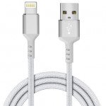 Wholesale IP Lighting USB 2.4A Durable Braided Cloth USB Cable 6FT for Universal iPhone and iPad Devices (Silver)