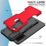 Wholesale Strong Armor Grip Pattern Heavy Duty Shockproof Protective Cover Case for TCL 20 XE (Red)