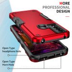 Wholesale Strong Armor Grip Pattern Heavy Duty Shockproof Protective Cover Case for TCL 20 XE (Red)