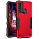 Wholesale Strong Armor Grip Pattern Heavy Duty Shockproof Protective Cover Case for TCL 20 XE (Red)