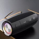 Wholesale Bold Sound Drum Style RGB LED Light Portable Wireless Bluetooth Speaker W2 for Universal Cell Phone And Bluetooth Device (Black)