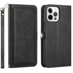 Wholesale Premium PU Leather Folio Wallet Front Cover Case with Card Holder Slots and Wrist Strap for iPhone 14 Pro [6.1] (Black)