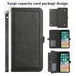 Wholesale Premium PU Leather Folio Wallet Front Cover Case with Card Holder Slots and Wrist Strap for iPhone 14 Pro [6.1] (Black)