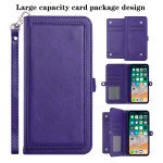 Wholesale Premium PU Leather Folio Wallet Front Cover Case with Card Holder Slots and Wrist Strap for iPhone 14 Pro [6.1] (Purple)