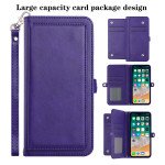 Wholesale Premium PU Leather Folio Wallet Front Cover Case with Card Holder Slots and Wrist Strap for iPhone 14 Pro [6.1] (Purple)