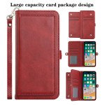 Wholesale Premium PU Leather Folio Wallet Front Cover Case with Card Holder Slots and Wrist Strap for iPhone 14 Pro [6.1] (Red)