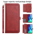 Wholesale Premium PU Leather Folio Wallet Front Cover Case with Card Holder Slots and Wrist Strap for Motorola G Stylus 5G / 4G 2022 (Red)
