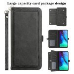 Wholesale Premium PU Leather Folio Wallet Front Cover Case with Card Holder Slots and Wrist Strap for Motorola G Stylus 4G 2022 (Black)