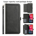 Wholesale Premium PU Leather Folio Wallet Front Cover Case with Card Holder Slots and Wrist Strap for Samsung Galaxy A02s (Black)