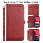 Wholesale Premium PU Leather Folio Wallet Front Cover Case with Card Holder Slots and Wrist Strap for Samsung Galaxy A03 Core (Red)