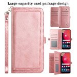 Wholesale Premium PU Leather Folio Wallet Front Cover Case with Card Holder Slots and Wrist Strap for Samsung Galaxy A03 Core (Rose Gold)