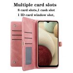 Wholesale Premium PU Leather Folio Wallet Front Cover Case with Card Holder Slots and Wrist Strap for Samsung Galaxy A12 (Rose Gold)