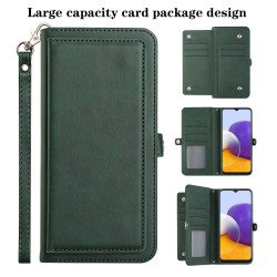 Premium PU Leather Folio Wallet Front Cover Case with Card Holder Slots and Wrist Strap for Samsung Galaxy A22 5G (Green) Premium PU Leather Folio Wallet Front Cover Case with Card Holder Slots and Wrist Strap for Samsung Galaxy A22 5G (Green)
