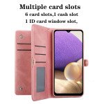 Wholesale Premium PU Leather Folio Wallet Front Cover Case with Card Holder Slots and Wrist Strap for Samsung Galaxy A32 4G (Red)