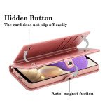 Wholesale Premium PU Leather Folio Wallet Front Cover Case with Card Holder Slots and Wrist Strap for Samsung Galaxy A32 5G / A13 5G (Rose Gold)