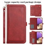 Wholesale Premium PU Leather Folio Wallet Front Cover Case with Card Holder Slots and Wrist Strap for Samsung Galaxy A32 5G / A13 5G (Red)