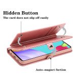 Wholesale Premium PU Leather Folio Wallet Front Cover Case with Card Holder Slots and Wrist Strap for Samsung Galaxy A52 5G (Navy Blue)