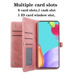 Wholesale Premium PU Leather Folio Wallet Front Cover Case with Card Holder Slots and Wrist Strap for Samsung Galaxy A52 5G (Navy Blue)