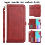 Wholesale Premium PU Leather Folio Wallet Front Cover Case with Card Holder Slots and Wrist Strap for Samsung Galaxy A52 5G (Red)