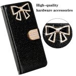 Wholesale Ribbon Bow Crystal Diamond Wallet Case for Apple iPhone 11 [6.1] (Light Blue)