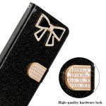 Wholesale Ribbon Bow Crystal Diamond Wallet Case for Apple iPhone 8 Plus / 7 Plus (Black)