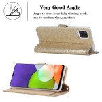 Wholesale Ribbon Bow Crystal Diamond Wallet Case for Samsung Galaxy A22 4G (Gold)