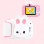 1080P Mini Cartoon Kid Camera Soft Silicone Shell Digital Video Camera with Built-In Games X11 for Children Kid Party Outdoor and Indoor Play (White Bunny)